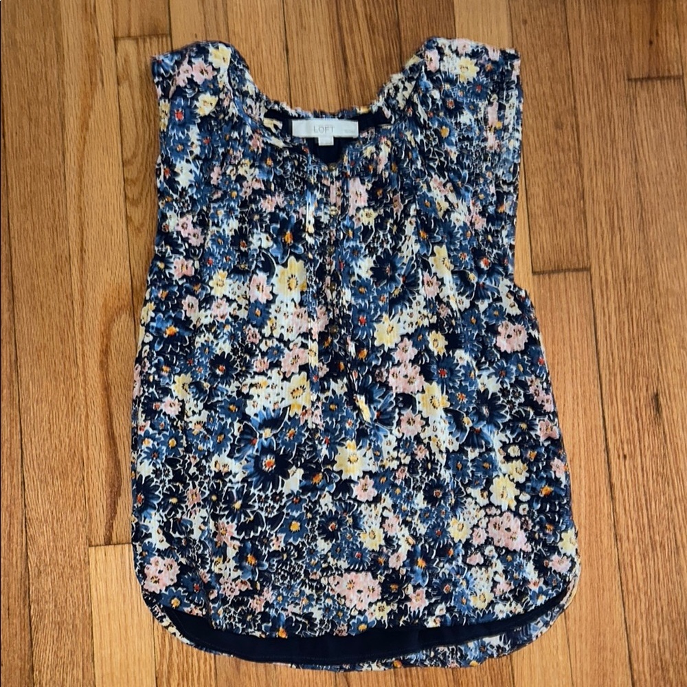 LOFT Floral Sleeveless Blouse - Blue, Yellow, Pink